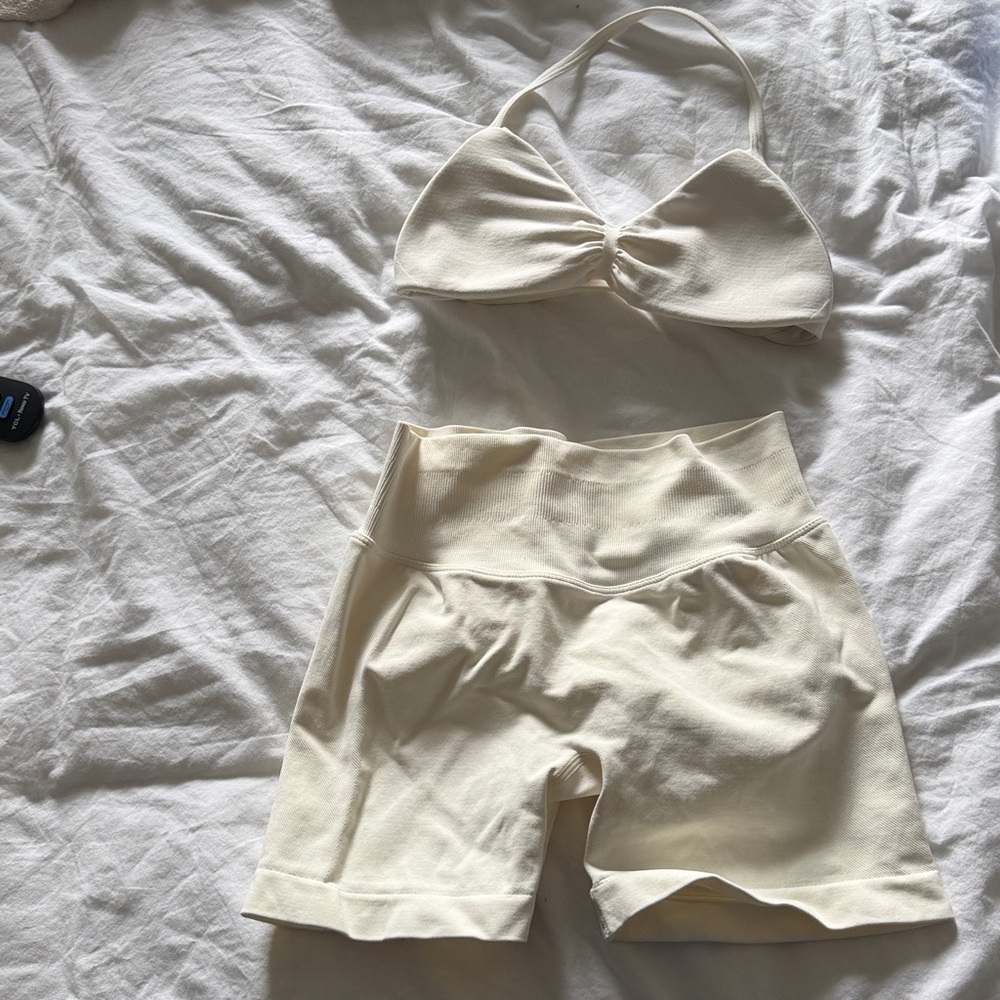 Cream Halter Top and Shorts Set Amazon